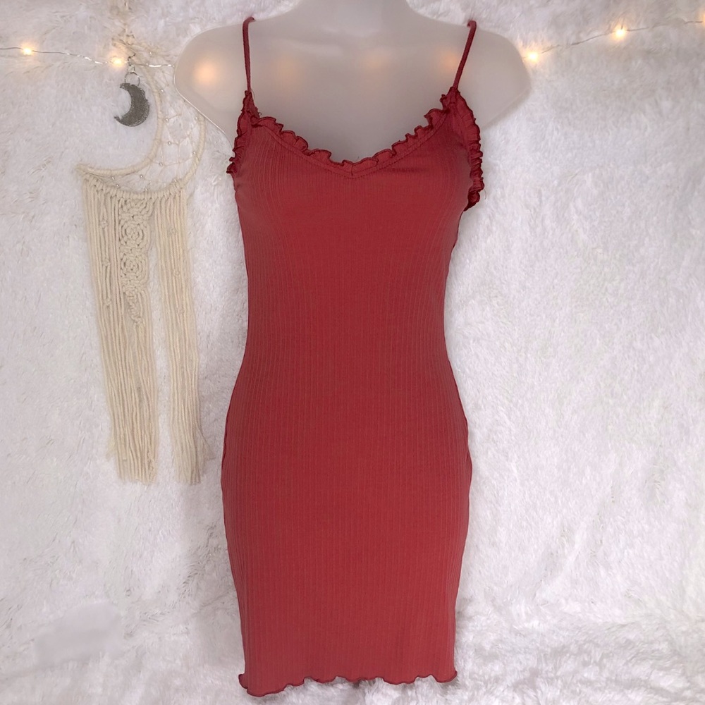3/$30 burnt orange bodycon mini dress